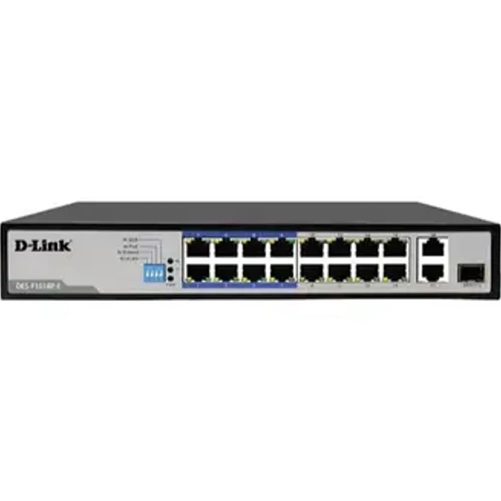 DES-F1018P-FE 16 10100MBPS 1 GIGABIT AND 1 COMBO UPLINK 150 WATT POE SWITCH