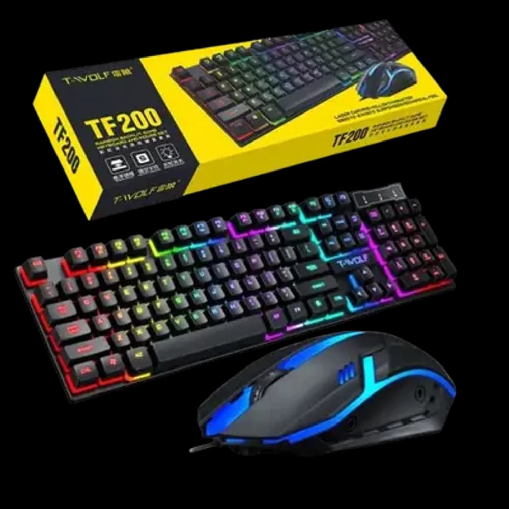T -WOLF TF200 RAINBOW BACLIT GAME KEYBOARD AND MOUSE  SET 