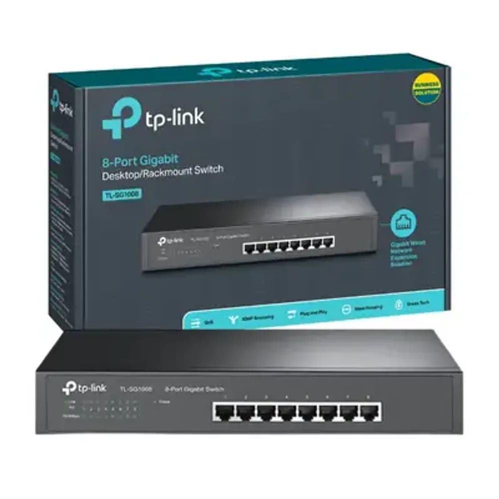 TP LINK TL-SG1008 8 PORT 10/100/1000 GIGABIT RACK-MOUNTABLE SWITCH
