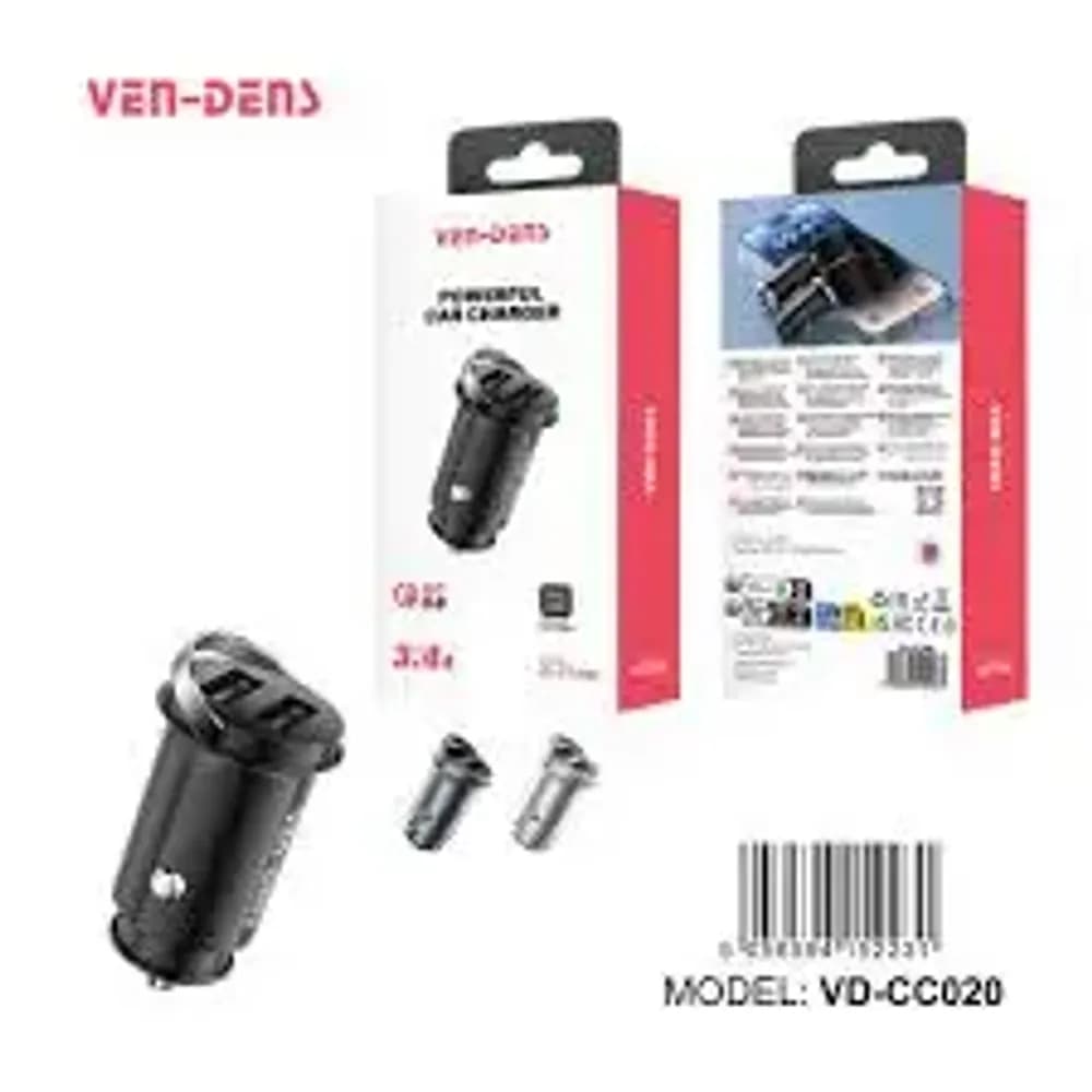VEN-DENS 17W 3.4A 2X USB A CAR CHARGER