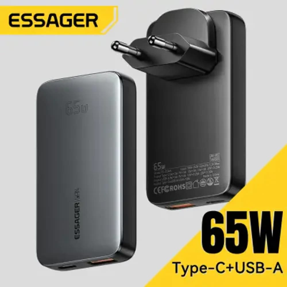 ESSAGER ES -CD46 65W USB-A + TYPE-C GAN TRAVEL CHARGER