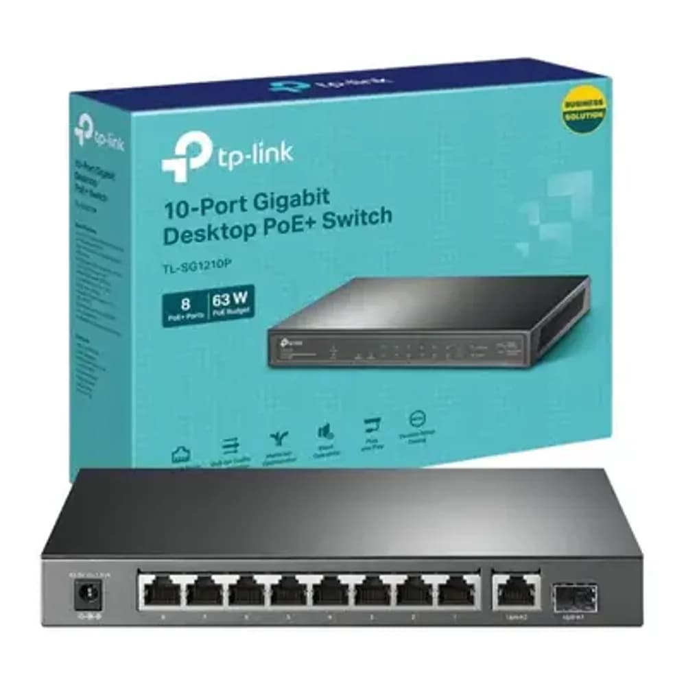TP LINK TL-SG1210P 10 PORT GIGABIT 8P-PoE+ UNMANAGED DESKTOP SWITCH 
