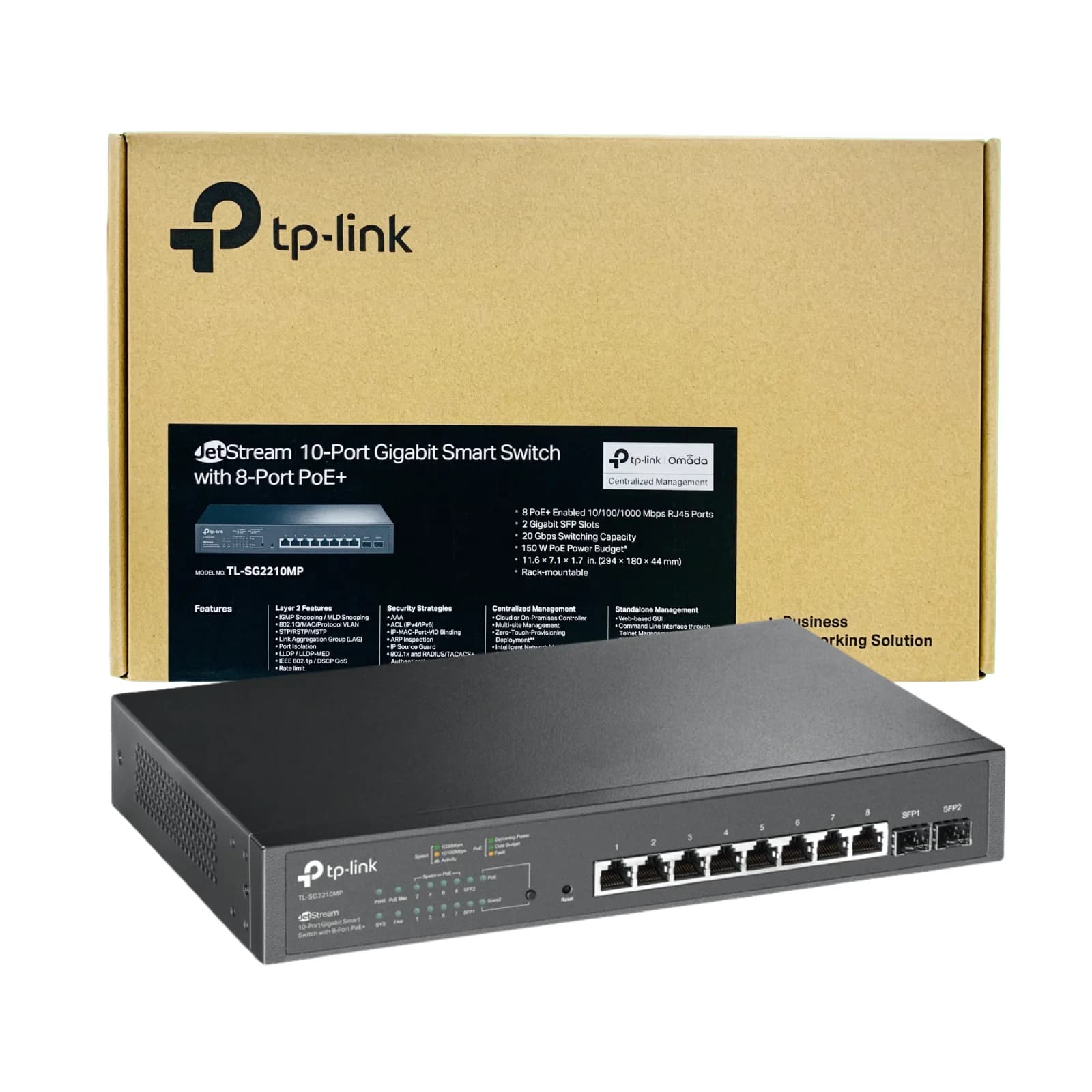 TP LINK TL-SG2210MP JETSTREAM 10-PORT 8-PORT POE+ GIGABIT SMART SWITCH