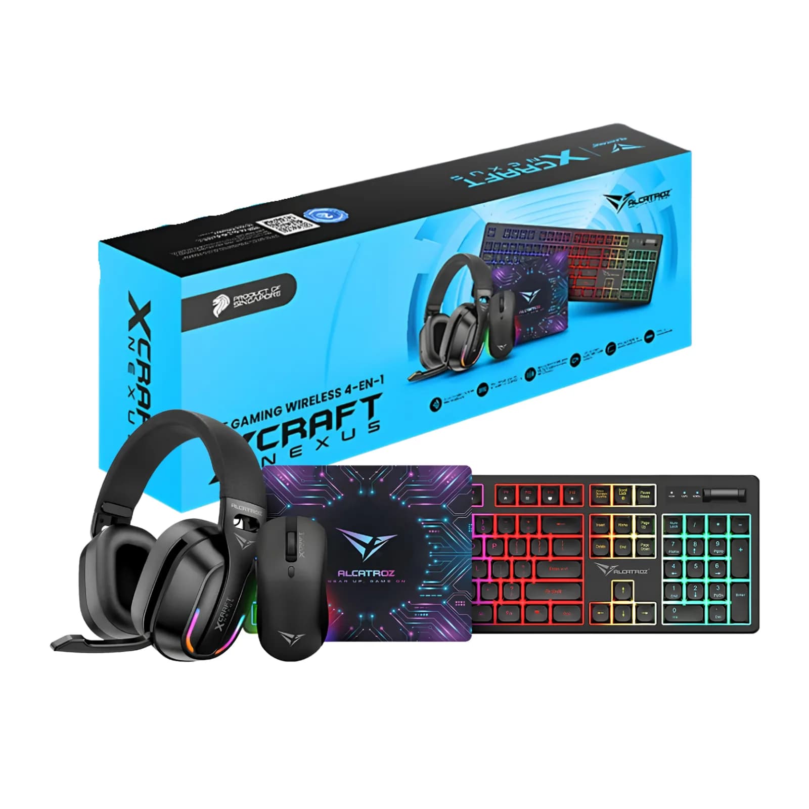 ALCATROZ X-CRAFT NEXUS RECHARGEABLE WIRELESS 4 IN 1 GAMING KIT