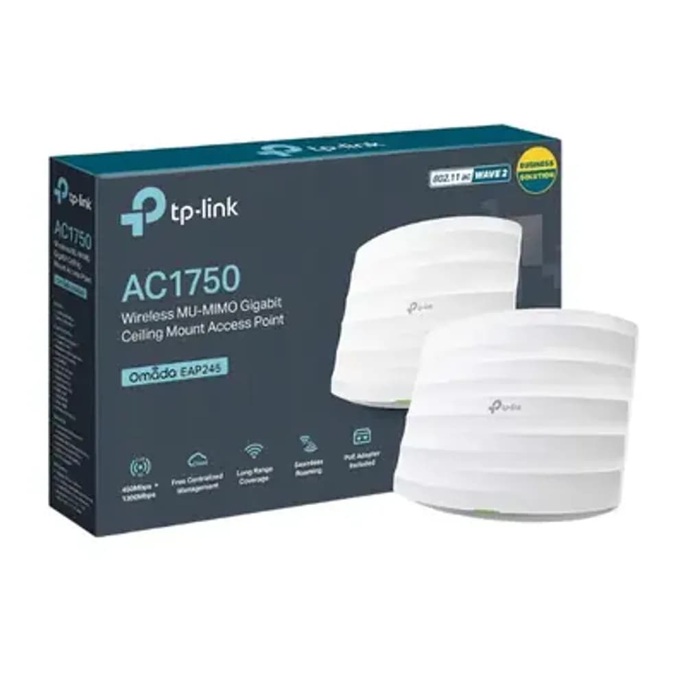 TP LINK EAP245 AC1750 WIRELESS DUAL BAND GIGABIT CEILING MOUNT ACCESS POINT