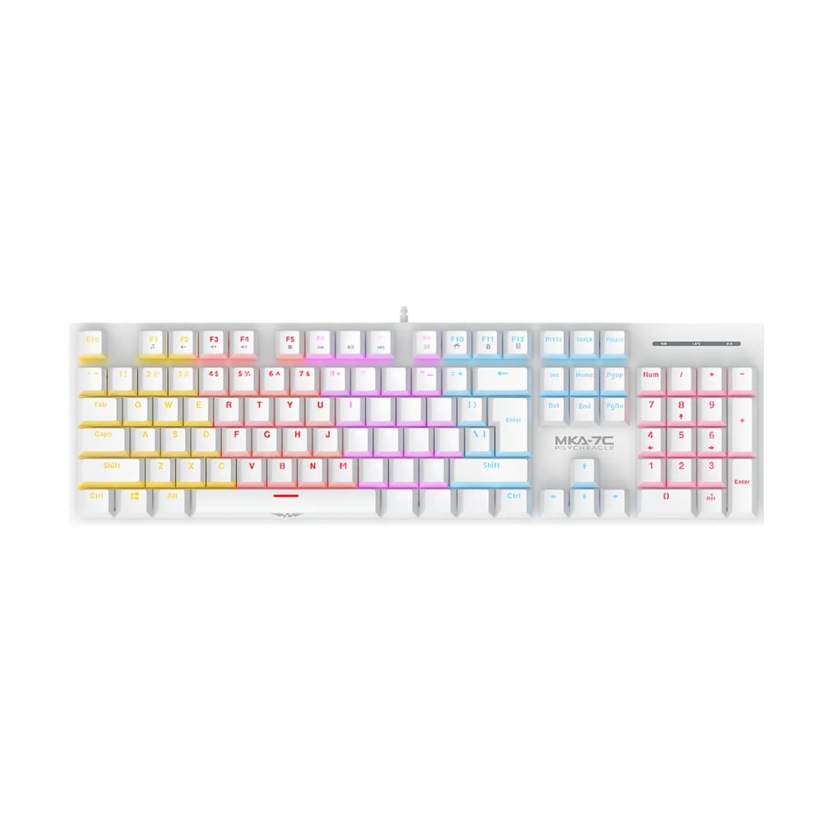 ARAAGGEDDON MKA-7C LINEAR PSYCHEAGLE MECHANICAL GAMING KEYBOARD, WHITE
