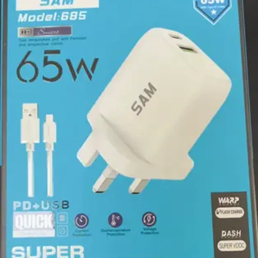 SAM DUAL USB A + TYPE C FAST CHARGER