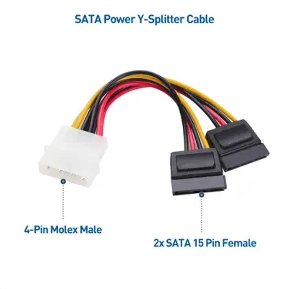 Molex to Dual SATA Y Cable Adapter 4 Pin