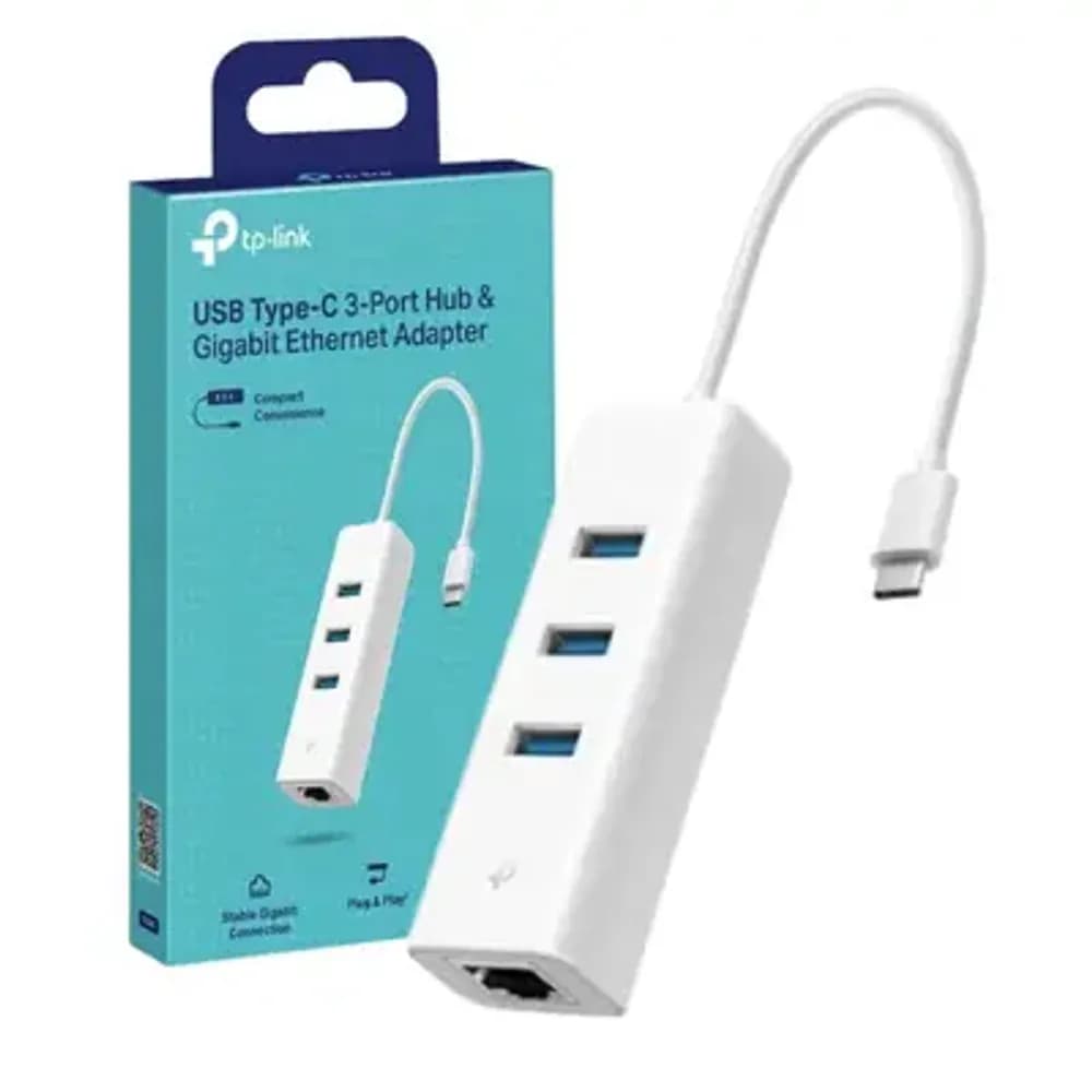 TP LINK UE330C TYPE-C 3 - PORT USB 3.0 HUB & GIGABIT ETHERNET ADAPTER