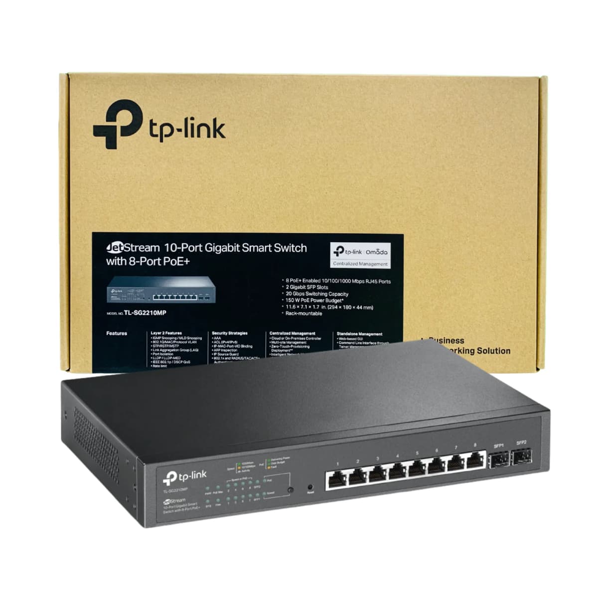 TP LINK TL-SG2210MP JETSTREAM 10-PORT 8-PORT POE+ GIGABIT SMART SWITCH